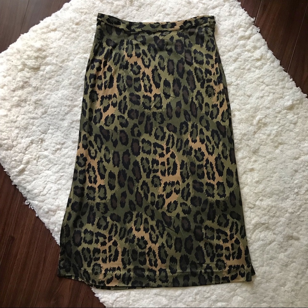Vintage Animal Print Silk Midi Skirt by DVF